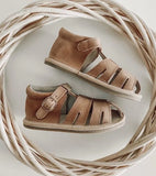Zoe Sandal- Tan Wax Leather (enclosed toe)