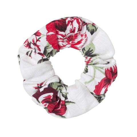 PEARL FLORAL SCRUNCHIE - RED