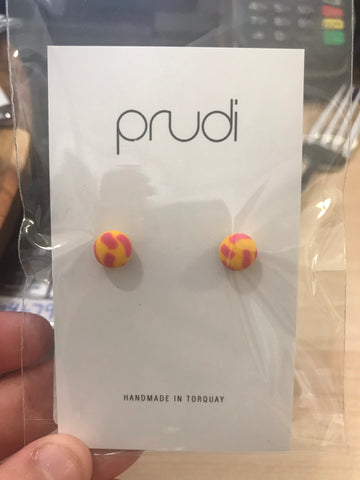 Fluro yellow & pink kids earrings 1 pack