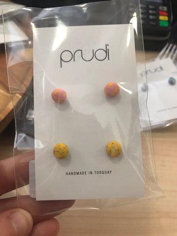 Pink & yellow kids earrings 2 pack