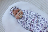 Spring Flowers Jersey Wrap with Topknot Headband