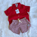 Christmas Red Gingham Curved Shorts SS21