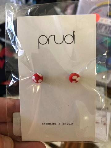 Red & white kids earrings 1 pack